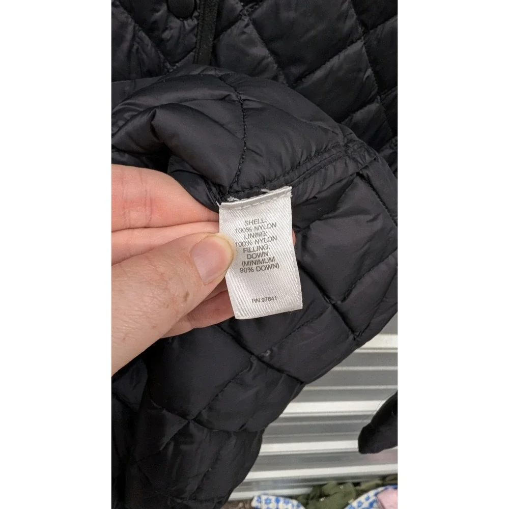 J. Jill Women's Black Quilted Down Puffer Coat Diamond Stitch Long Jacket- M